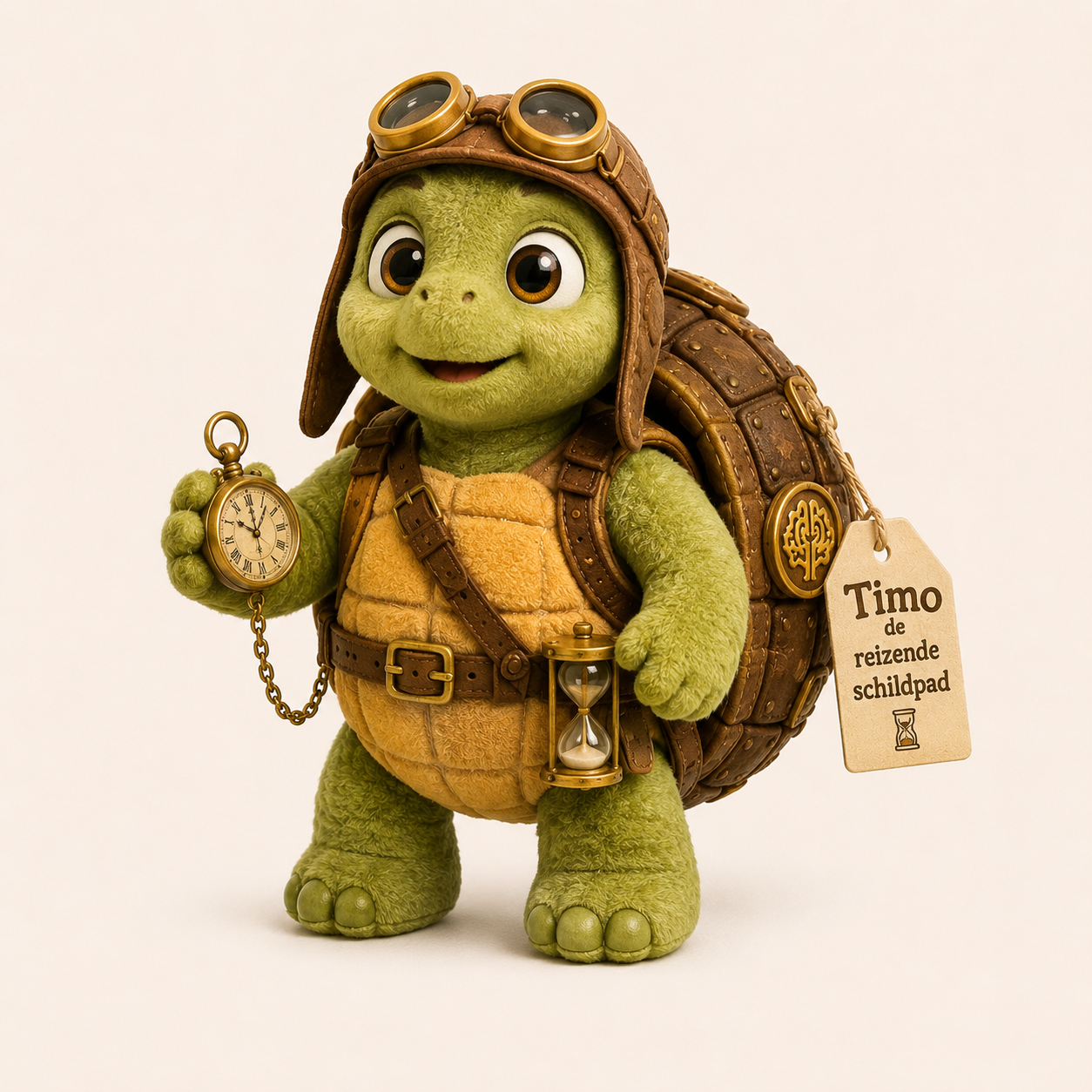 Conceptbeeld van een pluche Timo de schildpad